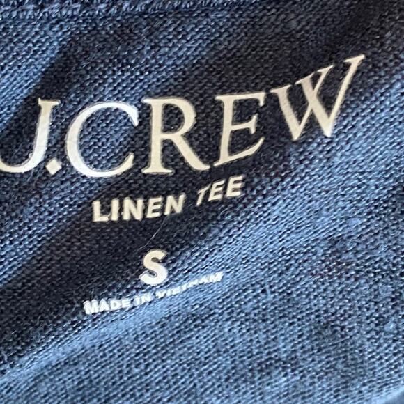 J. Crew Boxy roll cuff linen Short Sleeve T-Shirt Size Small Navy blue - Picture 2 of 6